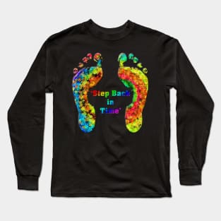 Step Back In Time Colourful Rainbow Flower Feet Long Sleeve T-Shirt